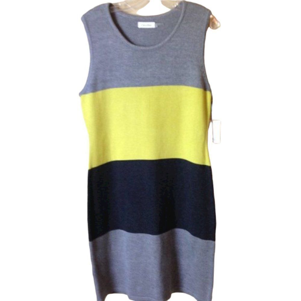 Calvin Klein Colorblock Sleeveless Sweater Dress Large NWT